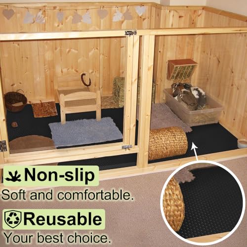 Guinea Pig Bedding Cage Liner 24"×118" 1pcs Waterproof Rabbit Bedding, Waterproof and Reusable Pads for Guinea Pigs, Rabbits, Hamsters, Gerbils, and Chinchillas?Black Mat - color: 1 PCS Black 24"×118"