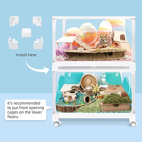 Niteangel Stacker Hamster Cage Accessories - Stacker Cage Wheels or Stacking Holders or Replacement Glass Board for Hamster Gerbil Mice Degu Or Other Small-Sized Pet