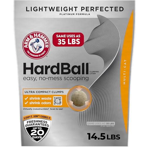 ARM & Hammer Hardball Clumping Cat Litter, Garden Bloom, 14.5 Lbs | Lightweight 5-in-1, 24/7 Odor Control, Easy Clean Up, Non-Clay Formula, 99.9% Dust-Free, Multi-Cat - size: 14.5 LBs