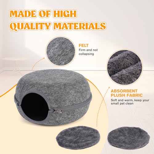 Guinea Pig Hideout, Double Function Guinea Pig Bed with Soft Cushions, Small Animal Cage Accessories for Guinea Pigs, Hamsters, Hedgehogs, and Ferrets (Dark Grey & Light Grey) - color: Dark Grey & Light Grey