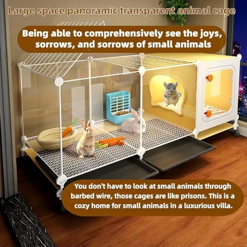 Luxury Villa Rabbit cage with Wheels, Guinea Pig cage | complimentary Food Bowl, Bed. Suitable for Hamsters, Chinchillas, Squirrels, Hedgehogs, Ferrets, Cats，Mouse - size: 41.4"Lx 17.7" Wx17.7"H