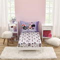 Disney Minnie Mouse I am Awesome Lavender, Pink, and White with BFF Daisy Duck, Rainbow Hearts and Stars 2 Piece Toddler Sheet Set - Fitted Bottom Sheet and Reversible Pillowcase - color: Minnie Mouse I Am Awesome