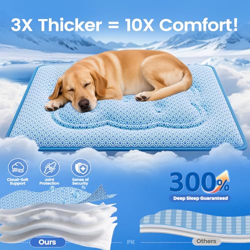 Dog Cooling Mat, Thick Cooling Mat for Dogs with PCM & Thermochromic Tech, Dual-Sided Durable Waterproof Cool Dog Bed Mat for All-Year Use, Q-Max>0.5, Machine Washable, Non-Toxic - L(26" x 35") - size: Large