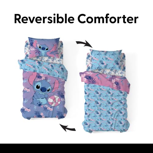 Disney Lilo & Stitch Twin Comforter Set 4 Piece Includes Reversible Comforter & Sheet Bedding Set Soft Fade Resistant Microfiber Officially Licensed - color: Sporty Stitch Twin