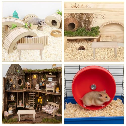 Wooden Hamster Platform, Natural Wooden Hamster Play Platform Waterproof Standing Surface 5.5'' Height Small Animal Resting Area Cage Accessory for Hamsters Squirrel Other Small Pets