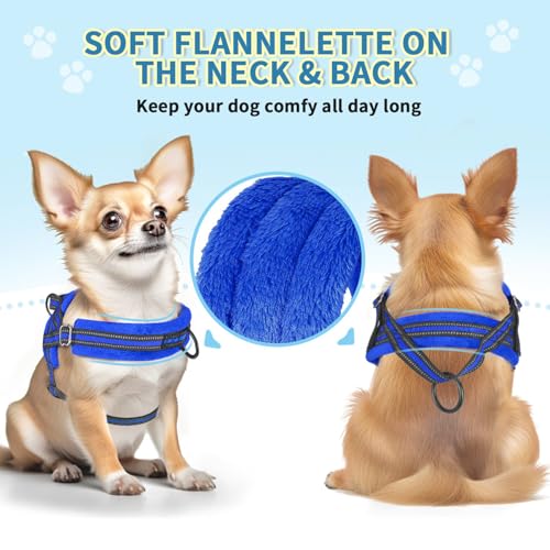 Lukovee Small Dog Harness and Leash Set, No Pull Soft Padded Vest | Both Neck & Chest Adjustable, Reflective, Puppy Harness with 4ft Lightweight Anti-Twist Dog Leash for Small Dogs (Blue, M) - color: Blue, size: M ( Chest 19.7'' ~ 29.1'')