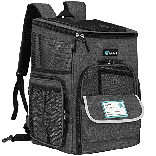 PetAmi Dog Backpack Carrier, Airline Approved 4-Way Entry Cat Backpack Carrier, Ventilated Mesh, Collapsible Pet Carrier for Small Puppy, Kitten, Hiking, Travel Car, Vet, up to 18 lbs, Charcoal Gray - color: Charcoal