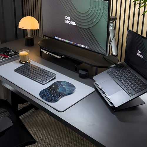 Ergonomic Mouse Pad Wrist Support,Blue Space Wrist Rest Mousepad for Carpal Tunnel Pain Relief,Integrated Memory Foam Slope Massage Bulge Design - color: T-01