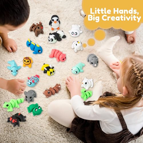 MONJITA 50 pcs Mini 3D Printed Animal Figurines, Flexible Articulated Fidget Toys, Cute Desk Decor, Party Favors, Goodie Bag Stuffers, Gifts for Kids Carnival Prizes Graduation Rewards - size: 50pcs animals