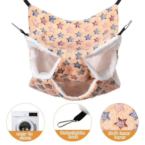 Sadnyy 6 Pieces Guinea Pig Rat Hammock Three Layer Ferret Bed Small Animal Hanging Pet Cage Hammock for Chinchilla Rat Sugar Glider Squirrel Reptiles(Cute Pattern)