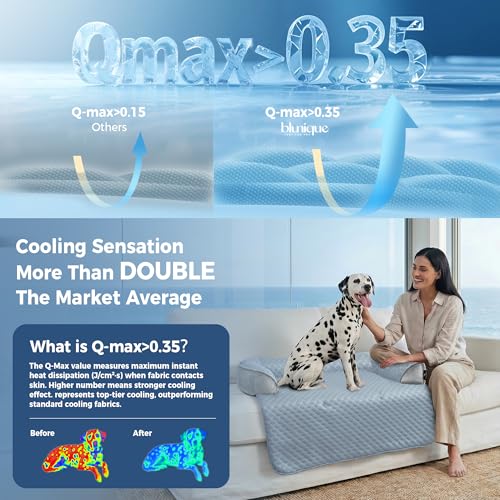 Large Cooling Dog Bed Mat - 41 x 37 Inch Waterproof Couch Cover for Dogs Washable, Non-Slip Bottom Self Cooling Mat for Dogs, Durable & Non-Gel, Dog Couch Bed for Sofa Floor Car, Light Blue - color: Light Blue, size: 41"L x 37"W x 5"Th