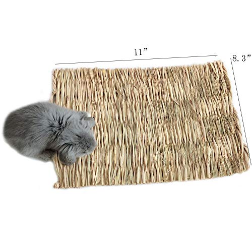 Hamiledyi Grass Mat Woven Bed Mat for Small Animal Bunny Bedding Nest Chew Toy Bed Play Toy for Guinea Pig Parrot Rabbit Hamster Rat(Pack of 3)