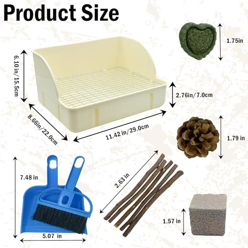 12Pcs Rabbit Litter Box for Cage, Bunny Potty Trainer Corner Guinea Pig Plastic Square Grate Toilet Pet Bedding Litter Box for Small Animal Ferret Hamster Hedgehog (White) - color: 【White】