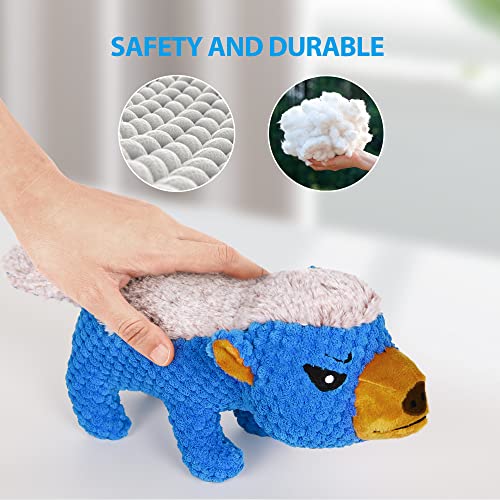 IOKHEIRA Dog Plush Toys for Aggressive Chewers, Indestructible Dog Squeaky Toys with Crinkle Paper, Durable Teething Chew Toys for Medium and Large Breed (Blue) - color: Blue