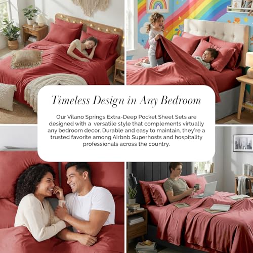 Southshore Fine Living, Inc. 6 Piece Full Size Bed Sheets Set - 21 Inch Deep Pocket Sheet Sets Full Bed - Soft Breathable Microfiber Pet Hair Resistant Bedding, Terracotta Rust Brick Shade - Marsala - color: 05 - Marsala (Terra Cotta), size: Full