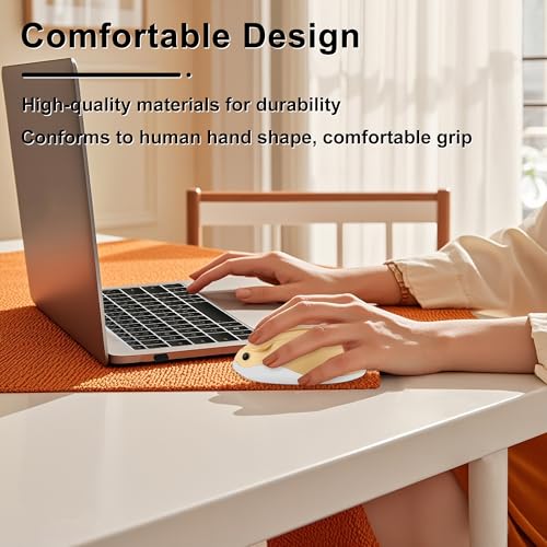 CHUYI Hamster Wireless Mouse, Cute Animal Optical Aesthetics Silent Mouse Portable Cordless Mute Mice for Travel School Office for Computer Laptop PC (Yellow) - color: Yellow