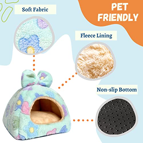 Guinea Pig Hideout House, Cozy Chinchilla Bed, Washable | Cute Habitat Cage Accessory, Warm Hideaway for Small Pets Ferrets Hedgehogs - color: Green