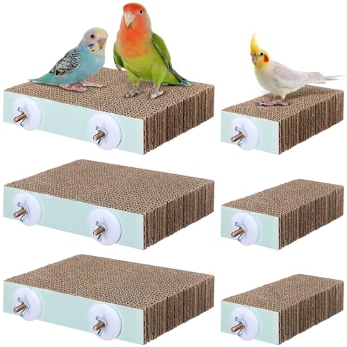 Nuanchu 6 Pcs Paper Bird Chew Toys Parrot Perch Cardboard Platform for Cage Bird Paw Grinding Stand Parrot Cage Playground for Budgie Conure Macaws Cockatiel Parakeet Lovebird Sparrows