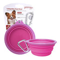 Prima Pet Expandable/Collapsible Silicone Food & Water Travel Bowl with Clip for Small & Medium Dog and Cat, Size: 1.5 Cups (5.1 Inch Diameter Bowl) (Pink) - color: PINK, size: SMALL (1.5 CUPS)