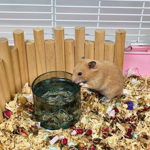 2 Pcs Hamster Feeding & Water Bowls, Glass Hamster Water Bottle Rat Food Bowl Anti Turning Small Animal Bowls for Gerbils Mice Rats (Grey) - color: Grey