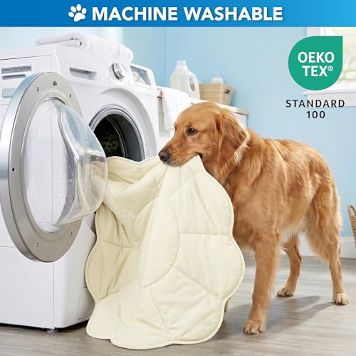 PetAmi Dog Cooling Mat, Flower Shape, Pet Pad with Cooling Nylon & Soft Fleece, Q-Max > 0.4 Reversible All Season Blanket for Dogs & Cats, Medium 44x44 in, Beige - color: Beige, size: Medium