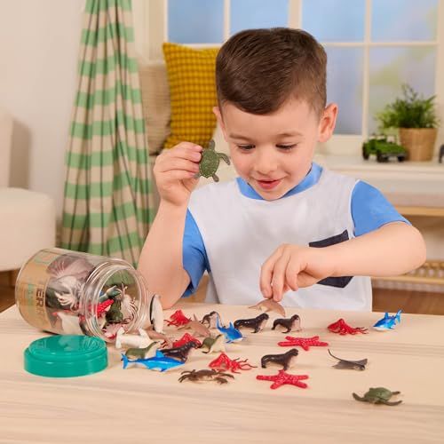 Terra by Battat Sea Animal Toys in Tube, 60 Ocean Animal Figures, Animals | 60 mini sea animal figures with 12 different sea animals, realistic details, bold colors, portable storage, Tubes, 3+ Years