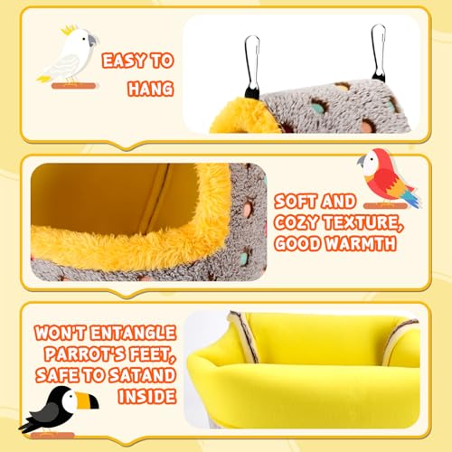 VZZNN Bird House & Bed for Cage, Plush Parakeet Nest Hammock for Parrots | Cozy, Safe & Easy‑to‑Hang Bird Nest – Support Plate, 3 Sizes, Perfect for All Parrots.