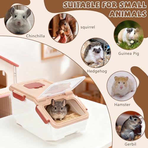 Chinchilla Dust Bath Container Kit, Extra Large Plastic Bath House | Chinchilla Dust Bath House, Sand Bath Use, Clear Lid for Viewing, XL Tub Helps Reduce Spills, Easy-Clean Plastic, Small Pets - color: Pink