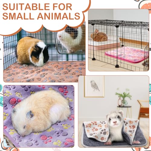 Tudomro 8 Pcs Guinea Pig Fleece Cage Liners,Paw,14 x 28 Inch | Washable Reusable Small Animal Bedding, Absorbent Blankets for Ferret Chinchilla, Soft Fleece Mat Pads Protect Furniture - size: 14 x 28 Inch