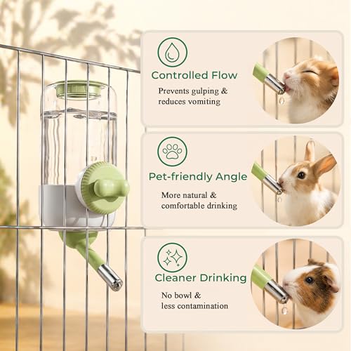 Automatic Hanging Pet Water Dispenser for Cage, 30oz No-Drip Ball Water Bottle for Rabbit, Guinea Pig, Ferret, Chinchilla, Hedgehog & Small Pets (Green) - color: Green02