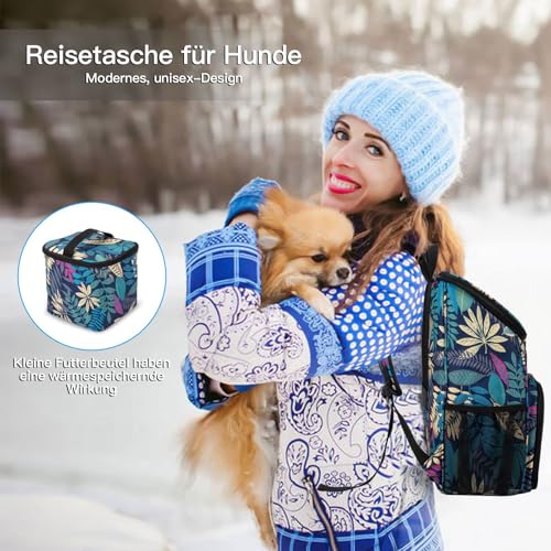 BAGLHER丨Dog Travel Bag, Airline Approved Pet Supplies Backpack, Dog Travel Backpack with 2 Silicone Collapsible Bowls and 2 Food Baskets - color: Hawaii-A