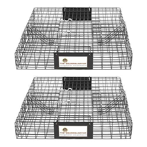 Rugged Ranch 2‑Pack Squirrelinator Multi‑Catch Squirrel Trap with Basin, Wire Cage, 25"x15"x6.5" Each - Live Catch‑and‑Release, 2‑Door Humane Rodent Control, No‑Poison Outdoor Use - color: Squirrel w/ Basin, size: 2 Pack