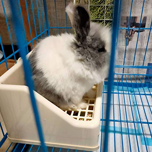 kathson Rabbit Litter Box Trainer Small Animal Potty Corner Toilet with Drawer Pet Cage Pan Litter Bedding Box for Adult Guinea Pig Hamster Bunny Ferret Galesaur Mouse Squirrel (White) - color: White