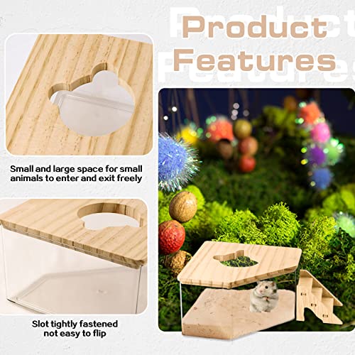 Hamster Sand Bath, Pentagon Acrylic Hamster Dig Box with Wood Cover, Sand Bath for Hamsters, Small Animals - style: Pentagon