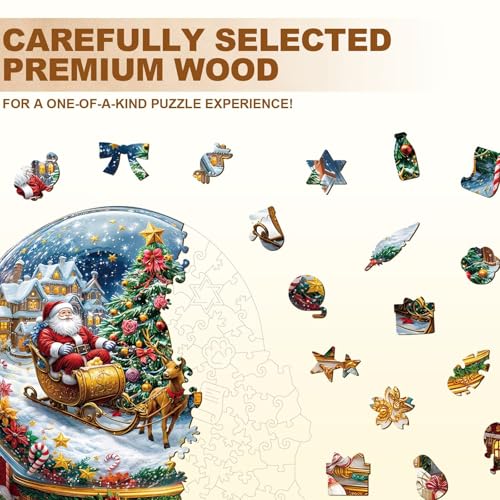 Christmas Crystal Ball Puzzles Adults Gifts Wooden 100 Pieces 8.5 * 8.2in - color: Christmas Crystal Ball, size: Small