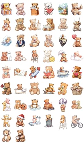100 PCS Cute Bear Stickers Pack – Waterproof Vinyl Decals for Water Bottles, Laptops, Phones, Notebook, Cars – Cool Vibrant Graphics for Cute Bear Enthusiast - color: Cute Bear