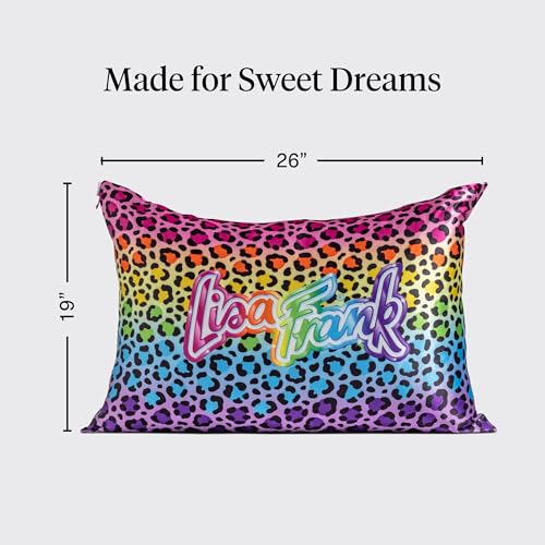 Lisa Frank x Kitsch Satin Pillowcase, Size 19x26 - Rainbow Leopard | Softer Than Silk Pillow Cases, Smooth Cooling Satin Pillow Case for Hair and Skin, Wrinkle-Free, Machine Washable - color: Rainbow Leopard, size: Standard/Queen (1 Pack)