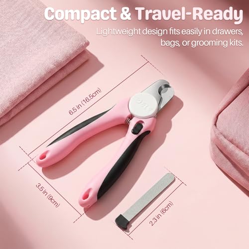 Flexzion Dog Nail Clippers and Cat Nail Trimmer with Safety Guard, Pink | Pet Nail Clippers with a 3.5 mm Stainless Steel Blade for Grooming Puppies, Indoor Cats and Small, Medium or Large Dog Breeds - color: Pink