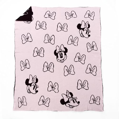 Jay Franco Disney Minnie Mouse Feather Knit Fluffy Throw Blanket for Girls - Light Pink Bows Fuzzy Blanket Measures 50 x 60 inch | Super Soft Lightweight Bedding - color: Light Pink - Minnie Mouse