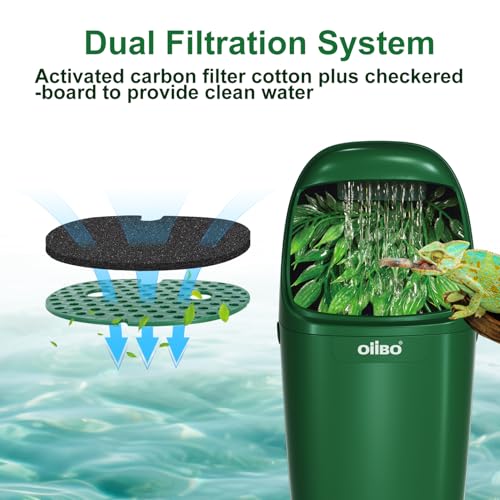 Reptile Water Fountain Chameleon Water Dripper, Reptile Water Dispenser with 800ml Large Capacity, Terrarium Waterfall Drinking Fountain for Bearded Dragon Gecko Lizard