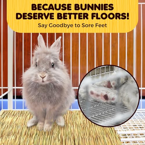 SunGrow Rabbit, Leopard Gecko & Guinea Pig Grass Chew Mat, Hay Bedding, Zip tie to Wire Cage Provide Insulation Cold Weather, Cover Ugly Wire on Cage, DIY Small Pet Runways, Huts