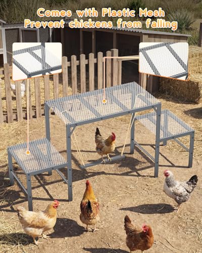 Magicfly Chicken Perch Swing in Coop for 10-12 Chickens, Easy to Assemble | Metal Chicken Roosting Bar, Multi-Level Design Chicken Ladder, Large Capacity Chicken Playground for Coops, Backyard Farms