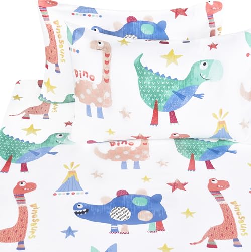 Scientific Sleep Jurassic Big Dinosaur Cute Kids Teen Boys Girls 100% Cotton 4 Pcs Full Bed Sheet Set, Flat Sheet & Fitted Sheet & Pillowcase Kids Bedding Set Full - color: Dinosaur 3, size: Full