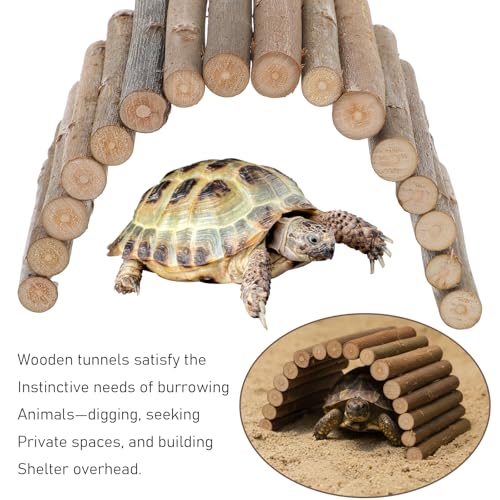 Natural Wood Hideout Hamster Bridge Tunnel Ladder Hamster Cage Accessories Small Animal Molar Chew Toys Reptile Tank Habitat Decor Hiding Hut for Chinchillas Lizards Mice Spiders Rabbit Brown