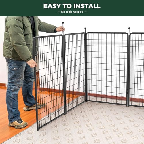 FXW Rollick Dog Playpen, Indoor, Yard & RV Camping, 50" H, 16 Panels | Easy setup, Heavy-duty, DIY layouts, for Ultra Large Dogs, Patented - color: Black, size: 50"H