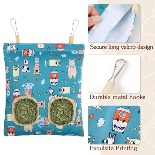UPINS 3Pack Guinea Pig Hay Feeder Bag,Bunny Rabbit Cage Bag Hanging Holder | Guinea Pig Cage Feeder,for Bunny Rabbits,Chinchillas,Hamsters,Small Pets,and Animals - color: Pink Blue Gray