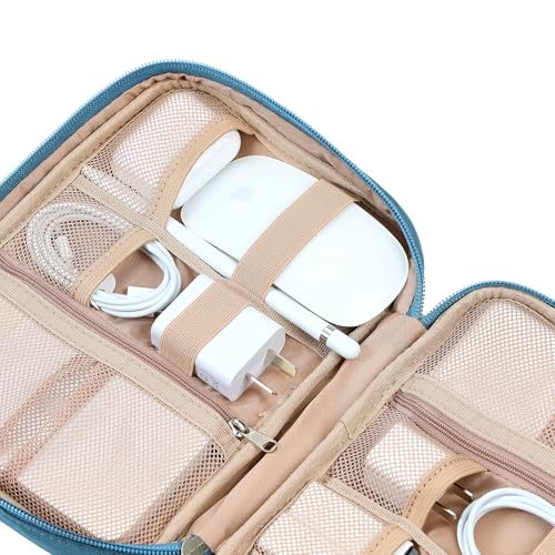 NISHEL Travel Cord Organizer, Electronic Cable Accessories Storage Bag | Bag for chargers, cables, phones, hard drives, USB devices and SD cards, ideal for travel and daily use, Lake-Blue - color: Lake-Blue