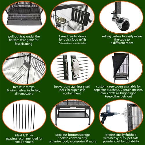 Congo Cage - Durable 68" Tall Cage - for Sugar Gliders, Squirrels, Marmosets & Other Small Pets