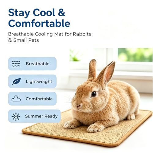 Rabbit Cooling Mat 2 Pack, 11.8x15.74in/30x40cm | With Chew Toy, Breathable Small Animal Bed, For Rabbits, Guinea Pigs & Hamsters, Non Toxic, Chew Resistant - size: 30x40cm