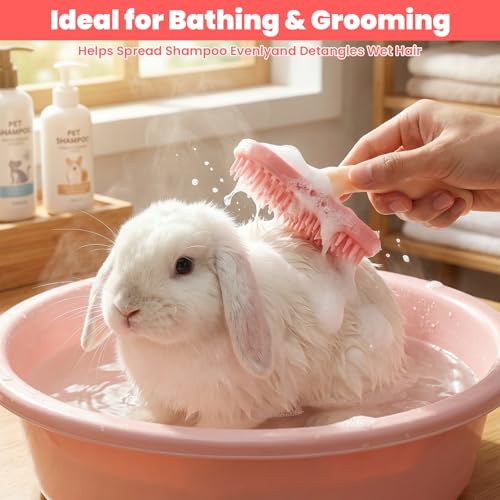2Pcs Rabbit Brush, Silicone Rabbit Grooming Brush Small Pets Brushes | for Kittens Puppy Rabbits Guinea Pigs, Shedding Bath & Massage Comb